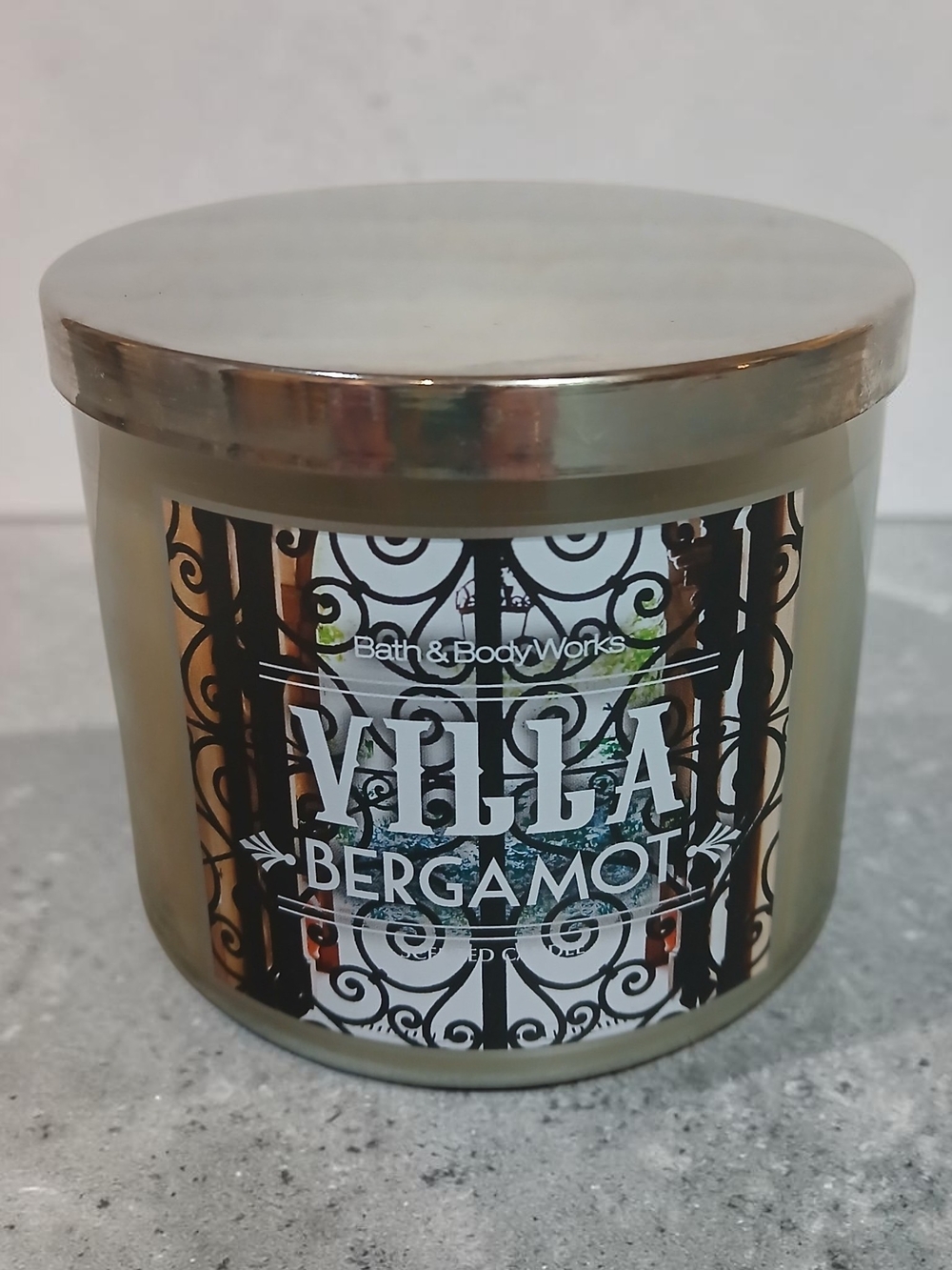 Bath & Body Works Villa Bergamot Candle - Metallic Silver